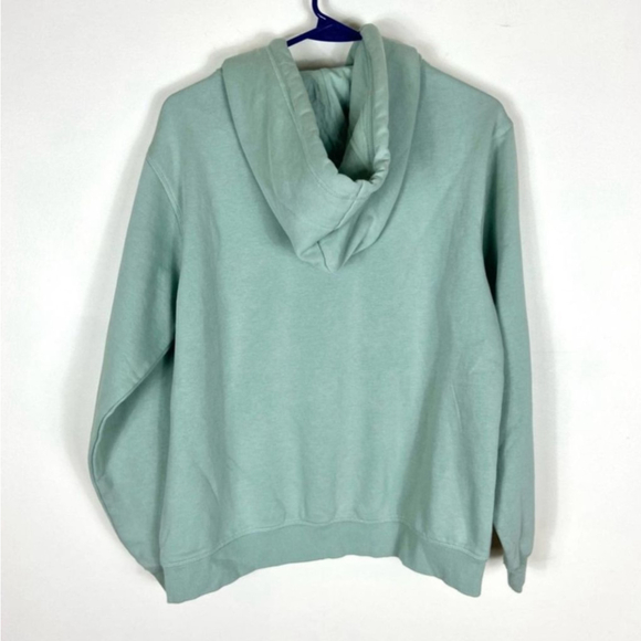 H&M Licensed Disney Sage Green Kangaroo Pocket Felt Mickey Mouse Logo Hoodie - Picture 4 of 12